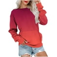 thumbnail image 1 of Womens Fall Sweaters with Pockets, Long Sleeve Pullover for Women Fashion Loose Fit Ombre Tie Dye Crewneck Sweatshirts S-2XL, 1 of 5