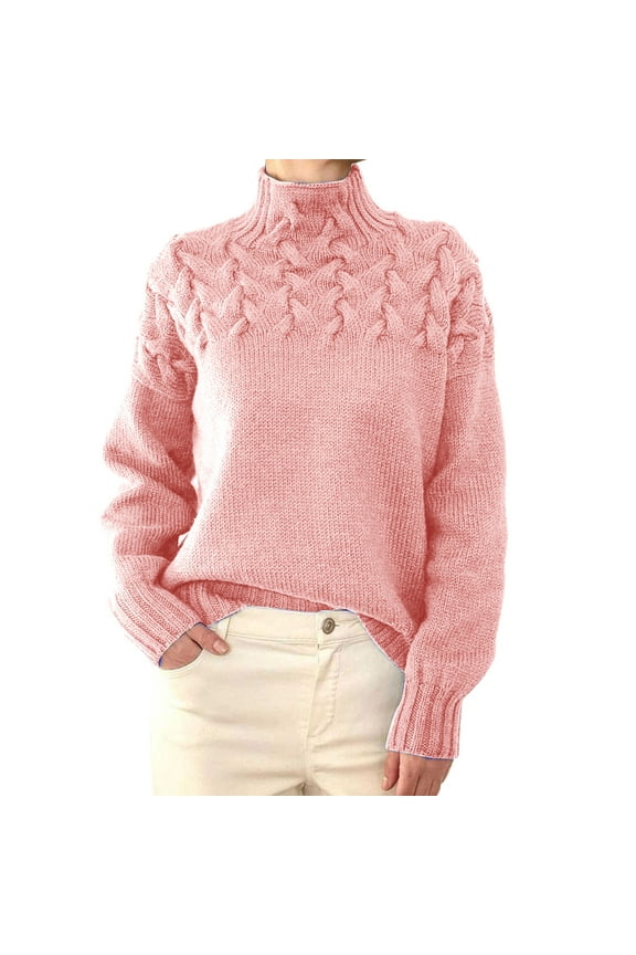 Womens Fall Tops 2023 Turtleneck Sweater Cowl Neck Sweater For