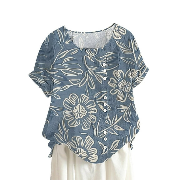 Womens Fall Tops Casual Short Sleeve Plus Size Tops Tshirts Shirts Cotton Short Sleeve Cotton Peasant Blouses