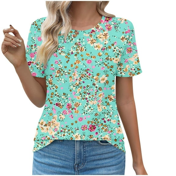 Womens Fall Tops Casual Short Sleeve Summer Tunic Tops 2025 Western Tshirts Shirts Cactus Blouses Plus Size