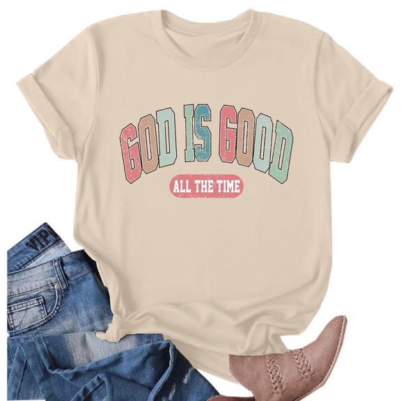 Womens Fall Tops Crew Neck Solid Color Short Sleeve With Floral Print Womens Athletic Tops,Beige,L