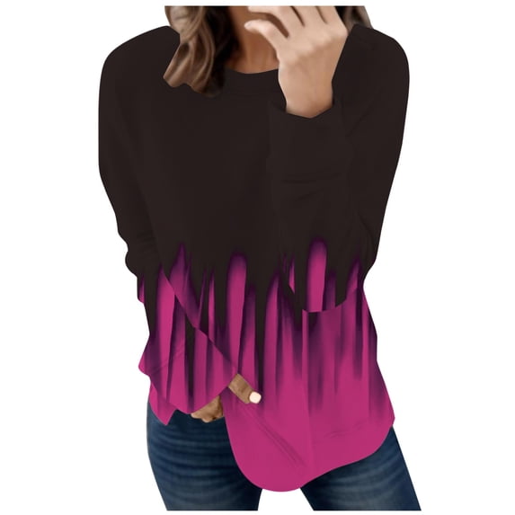 Womens Fall Tops Long Sleeve Plus Size Sweatshirt for Women Round Neck Long Sleeve T Shirt Loose Sweatshirt Sweatshirt