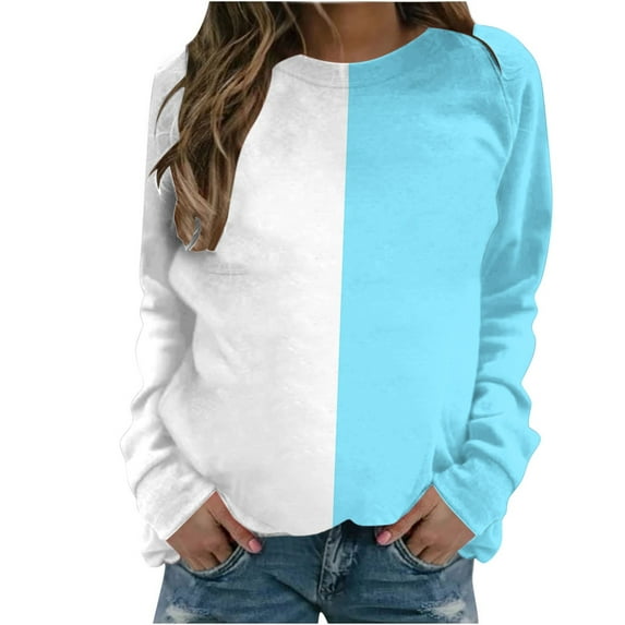 Womens Fall Tops Long Sleeve Tunic Womens Tops Long Sleeve Print Round Neck Pullover Long Sleeve Casual Sweatshirt