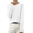 thumbnail image 1 of Women's Sweater 2025 Fall Winter Casual Crew Neck Warm Soft Long Sleeve Knit Pullover Sweater White L, 1 of 4
