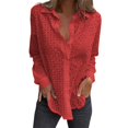 thumbnail image 1 of Womens Fall Tops Women's Elegant Half High Neck Bubble Long Sleeve Pleated Fitted Blouse Top, 1 of 5