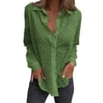 thumbnail image 1 of Womens Fall Tops Women's Elegant Half High Neck Bubble Long Sleeve Pleated Fitted Blouse Top, 1 of 5