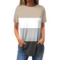 thumbnail image 1 of Womens Fall Tops Women's Fashion Casual Round Neck Retro Printed Short Sleeve Pullover T-Shirt Top, 1 of 4