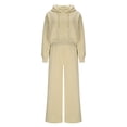 thumbnail image 1 of Womens Fall Trendy Outfits Sweatsuit Set Cropped Hoodies Sweatshirt High Waisted Drawstring Wide Leg Sweatpants Loungewear Tracksuit Beige XXL, 1 of 8