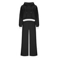 thumbnail image 1 of Womens Fall Trendy Outfits Sweatsuit Set Cropped Hoodies Sweatshirt High Waisted Drawstring Wide Leg Sweatpants Loungewear Tracksuit Black M, 1 of 8