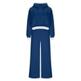thumbnail image 1 of Womens Fall Trendy Outfits Sweatsuit Set Cropped Hoodies Sweatshirt High Waisted Drawstring Wide Leg Sweatpants Loungewear Tracksuit Blue S, 1 of 8