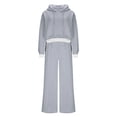 thumbnail image 1 of Womens Fall Trendy Outfits Sweatsuit Set Cropped Hoodies Sweatshirt High Waisted Drawstring Wide Leg Sweatpants Loungewear Tracksuit Gray XXL, 1 of 8