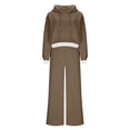 thumbnail image 1 of Womens Fall Trendy Outfits Sweatsuit Set Cropped Hoodies Sweatshirt High Waisted Drawstring Wide Leg Sweatpants Loungewear Tracksuit Khaki L, 1 of 8