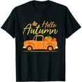 thumbnail image 1 of Womens Fall Vibes Vintage Groovy Fall Season Retro Autumn Pumpkin T-Shirt Black Large, 1 of 5