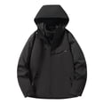 thumbnail image 1 of Womens Fall Waterproof Jackets Outdoor Hiking Athletic Hooded Rain Coats Long Sleeve Zipper Windbreaker Jacket Black, M, 1 of 4