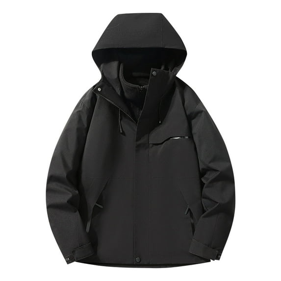 Womens Fall Waterproof Jackets Outdoor Hiking Athletic Hooded Rain Coats Long Sleeve Zipper Windbreaker Jacket Black, M