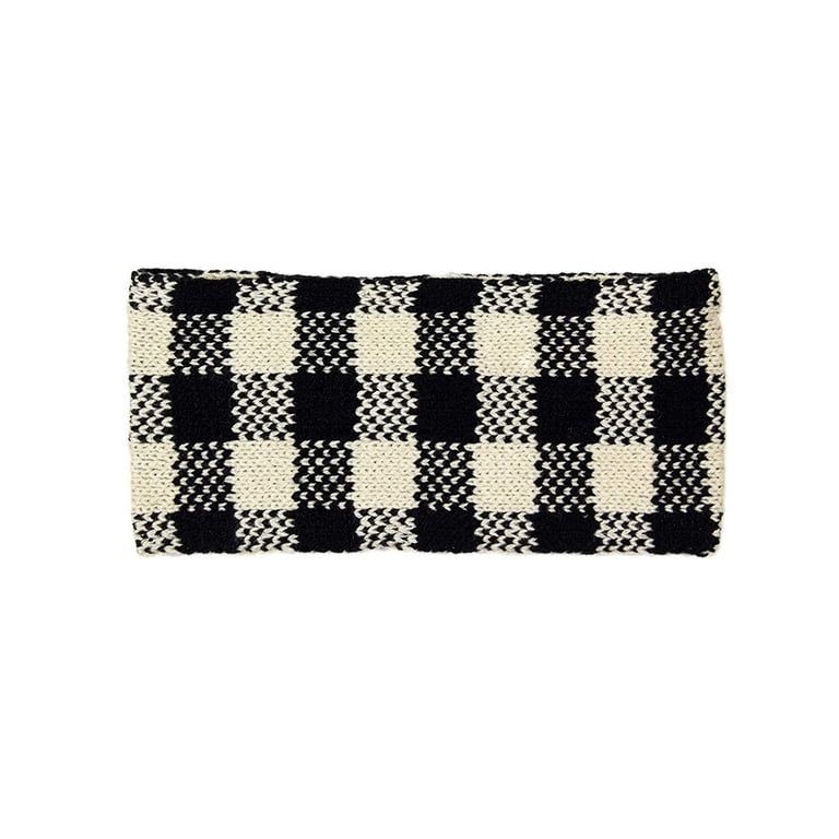 Womens Fall Winter Checkered Knit Headband Black - Walmart.com