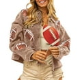 thumbnail image 1 of Womens Fall Winter Corduroy Football Sequin Jacket Baseball Casual Jacket, 1 of 5