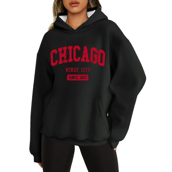 Womens Fall Winter Fashion Hoodies Los Angeles Letter Print Pullover Sweatshirts Long Sleeve Casual Tops with Pocket