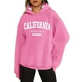 thumbnail image 1 of Womens Fall Winter Fashion Hoodies Los Angeles Letter Print Pullover Sweatshirts Long Sleeve Casual Tops with Pocket, 1 of 4