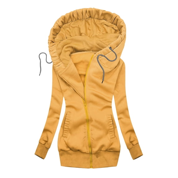 Womens Fall Winter Fleece Lined Zip up Hooded Sweatshirts Solid Color Warm Comfy Hoodies Long Sleeve Coat Jackets