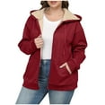 thumbnail image 1 of Womens Fall Winter Full Zip Hoodie Warm Fleece Sherpa Lined Jacket Casual 2025 Thicken Sweatshirts Solid Fashion Outfits Warm Coat Relaxed Fit Tops, 1 of 6