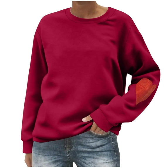 Womens Fall Winter Hoodies Heart Print Thermal Sweatshirt Long Sleeve Crew Neck Hooded Sweater Pullover Sweater Blouses Spring Outfits 2025 Pullover Fall Winter Clothes