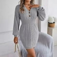 thumbnail image 1 of Womens Fall Winter Mini Dress Ribbed Knit Sweater Dress Casual Long Sleeve Sexy V Neck Bodycon Short Dress, 1 of 5