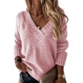 thumbnail image 1 of Womens Fall Winter Oversized Sweater Fashion Pullover V Neck Long Sleeve Loose Solid Knit Jumper Sweaters,Pink S, 1 of 3