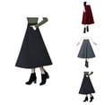 thumbnail image 1 of Womens Fall Winter Wool Skirt High Waisted Pleated A Line Flowy Midi Skirt with Pockets, 1 of 9