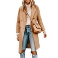 thumbnail image 1 of Womens Fall WinterNotched Lapel Collar Double Breasted Pea Coat Wool Blend Over Coats Long Jackets, 1 of 6