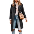 thumbnail image 1 of Womens Fall WinterNotched Lapel Collar Double Breasted Pea Coat Wool Blend Over Coats Long Jackets, 1 of 4