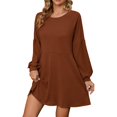 thumbnail image 1 of Womens Fall and Winter Fashion Dresses Sexy Slim Package Round Neck Long Sleeve Winter Knit Sweater Dress 2024, 1 of 4