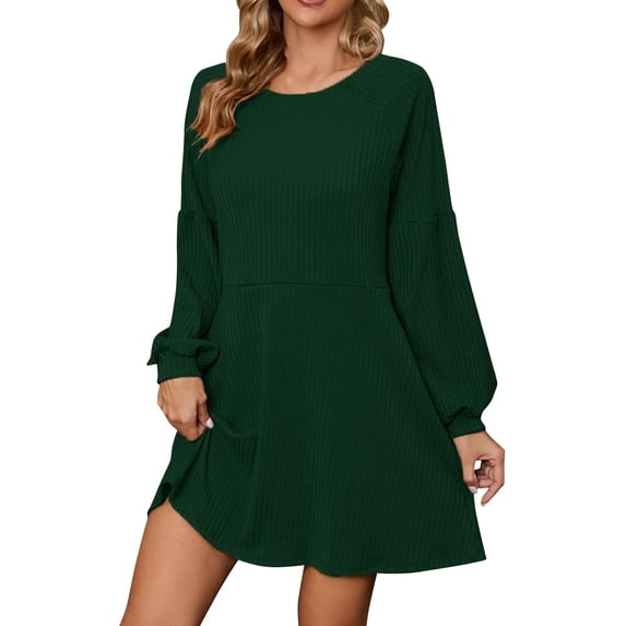 Womens Fall and Winter Fashion Dresses Sexy Slim Package Round Neck Long Sleeve Winter Knit Sweater Dress 2024