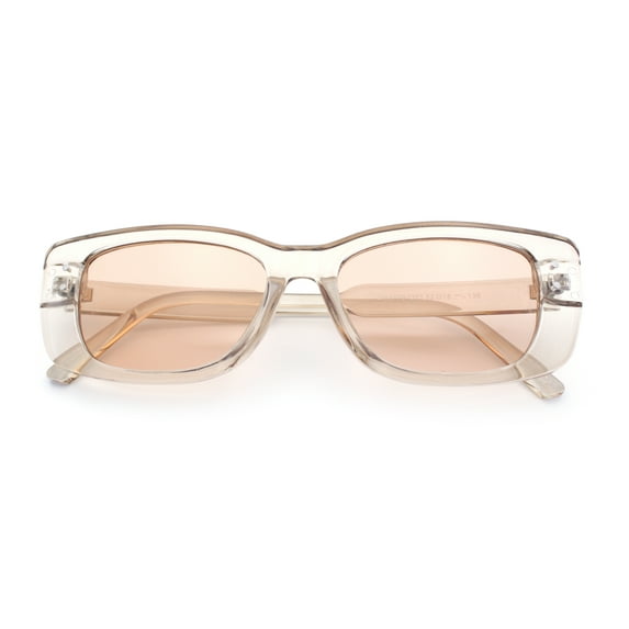 Womens Fancy Mod Fashion Rectangle Minimal Simple Plastic Sunglasses All Beige