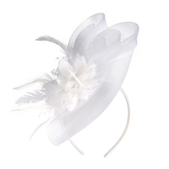 Womens Fascinators Hats CQXIDFH Rhinestone Flapper Headband, Stylish Black Formal Hair Accessories for Party (White, One Size)