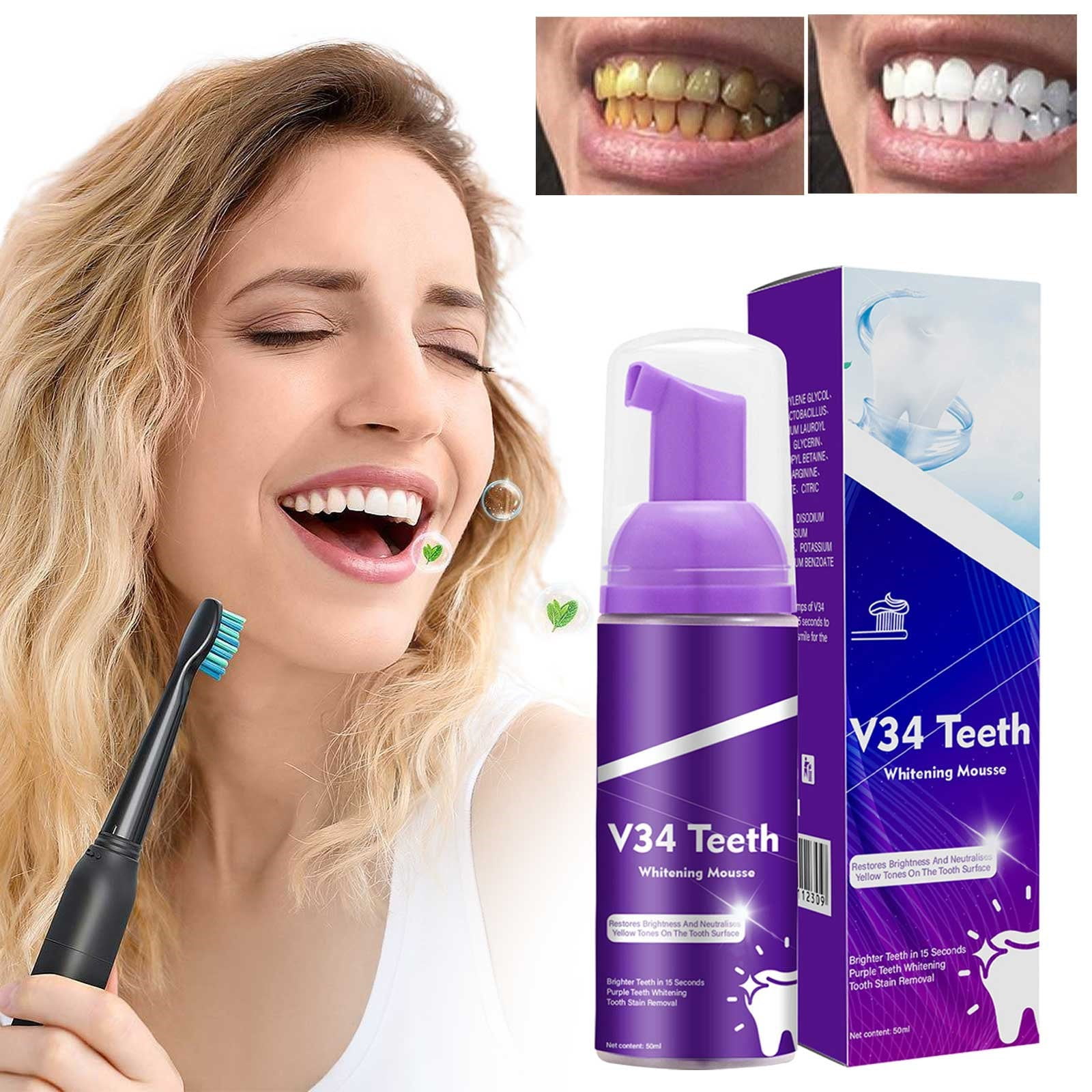 Womens Fashion 2024 Purple Teeth Tooth Stain Removal Teeth Booster