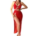 thumbnail image 1 of Womens Fashion 2026 Women Bodycon Dress High Slit Cut-Out Midi Dress Metal Ring Decor V-Neck Spaghetti Straps Cocktail Party Dress, 1 of 5