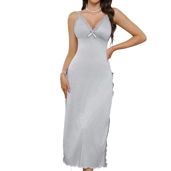 Womens Fashion 2026 Women Lingerie Lace Babydoll Chemise Sexy Mesh Nightdress V Neck Nightwear Side Split Nightgown