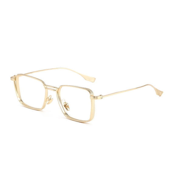 Womens Fashion Blue Light Blocking Oversized Reading Glasses 1.5, Metal Gold Square Spring Hinge Readers +1.50