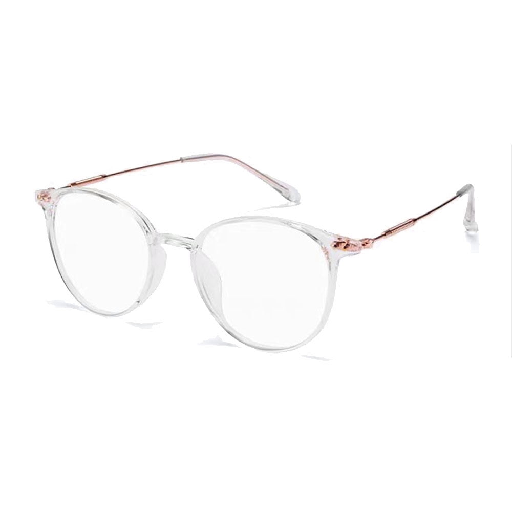 Womens fashion blue light blocking round reading glasses 3 5 metal