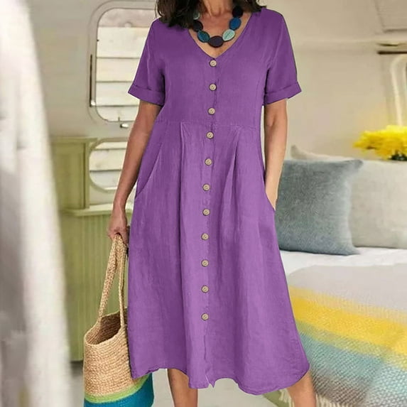 Womens Fashion Button Up Shirt Dress Dress Summer Long Dresses With Pockets Summer Dresses Young Woman Dresses Postpartum Dress for Women Casual Dresses Summer Dresses for Women Dresses Casual Dresses