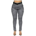 thumbnail image 1 of Womens Fashion Cargo Jeans Full Length Leggings High Waisted Casual Denim Pants Workwear Pants, 1 of 6