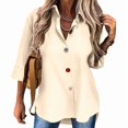 thumbnail image 1 of Womens Fashion Casual Button Down Shirt Long Sleeve Collar Loose Regular Blouses Fall Tops M, 1 of 7