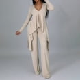 thumbnail image 1 of Womens Fashion Casual Long Sleeve V Neck Irregular Two Piece Set Work Suit Women Interview Outfits Women Suits Dressy Pant Suits Two Piece Leather Suit Lady Pant Suits Womens High Waist Ruffle Overlay, 1 of 6