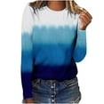 thumbnail image 1 of Womens Fashion Casual Round Neck Long Sleeve Print Top T-Shirt Blouse, 1 of 5