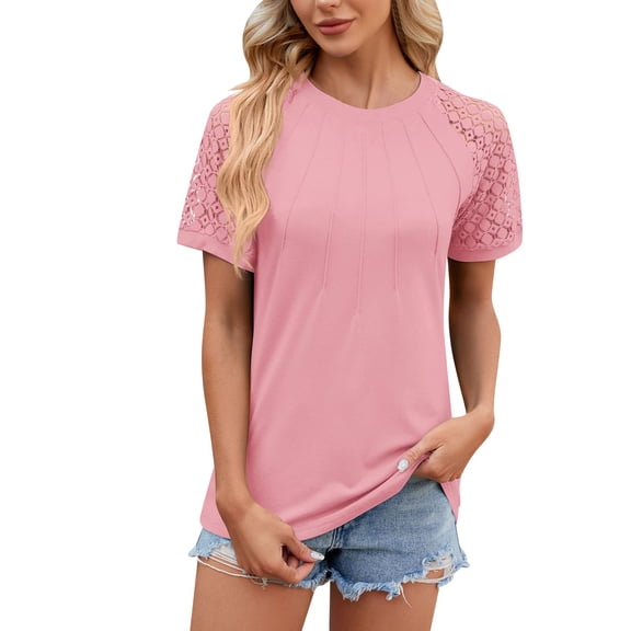 Womens Fashion Casual Top O Neck T Shirts Summer Short Sleeve Casual Loose Top