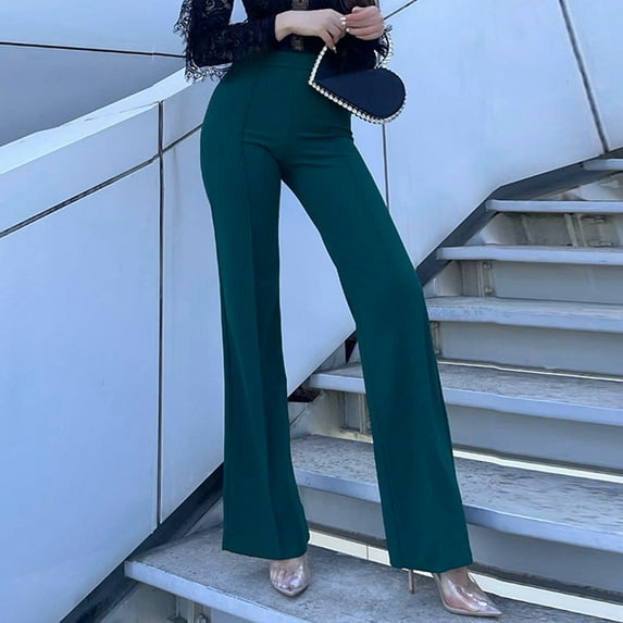 Womens Fashion Casual Work Pants Solid Color Stretch High Waist Straight Pants Trousers Business Casual Pants for Women Tall Womens Business Casual Pants Size 2 Business Casual Pants for Women Long