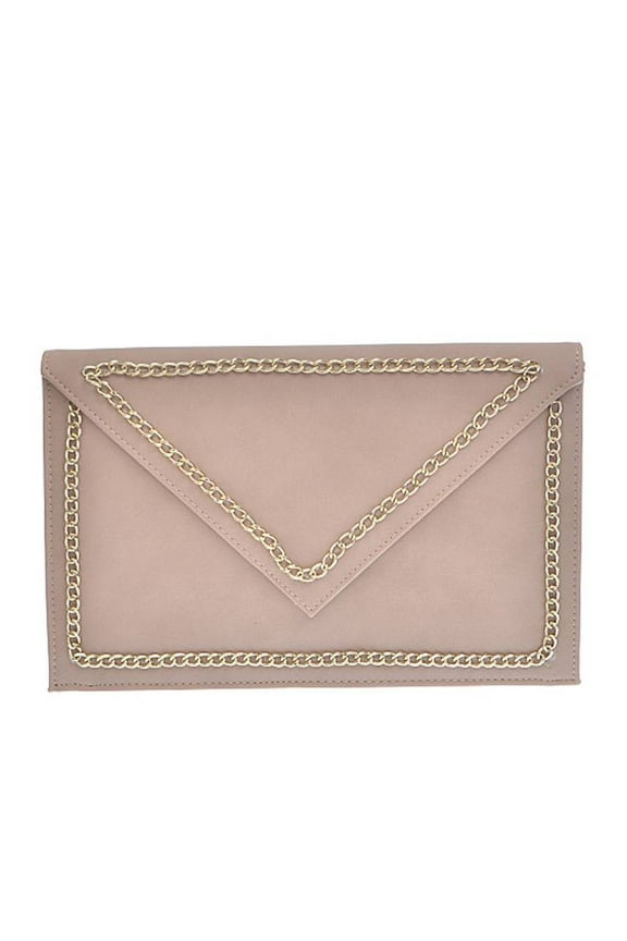 Womens Fashion Chic Envelope Gold-Boundary Clutch Bag - Khaki