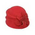 thumbnail image 1 of Womens Fashion Cloche Hat w/ Floral Bow - Red, 1 of 1