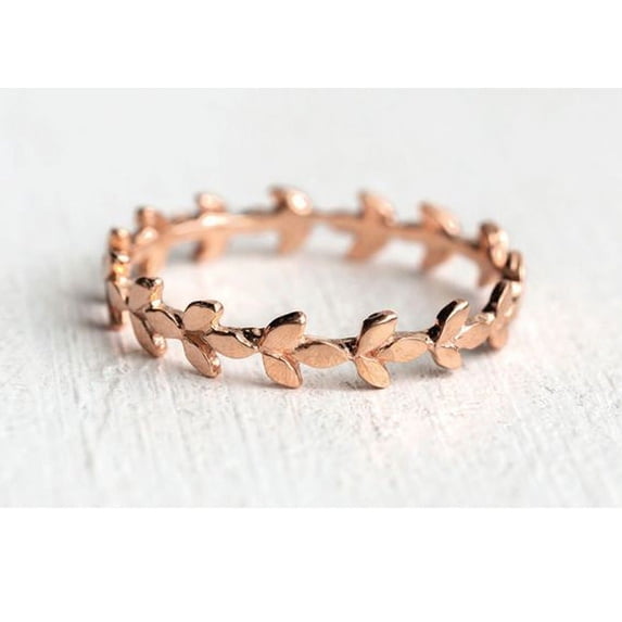 Womens Fashion Copper Ring, Rattan Pattern Electroplated Geometric Design, Rose Gold Temperament, Sizes 6-10